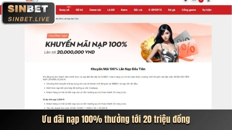 Tiền thưởng chào mừng dành cho thành viên mới tại hubet Casino